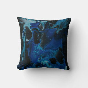 Dark blue psychedelic liquid cushion