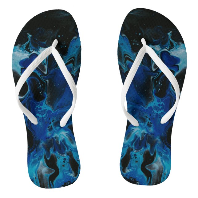 Dark blue psychedelic liquid flip flops (Footbed)