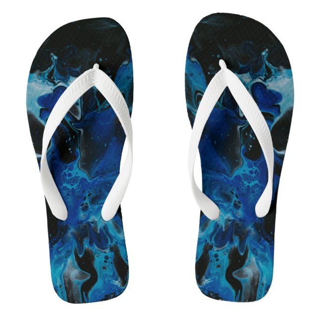 Dark blue psychedelic liquid flip flops (Footbed)