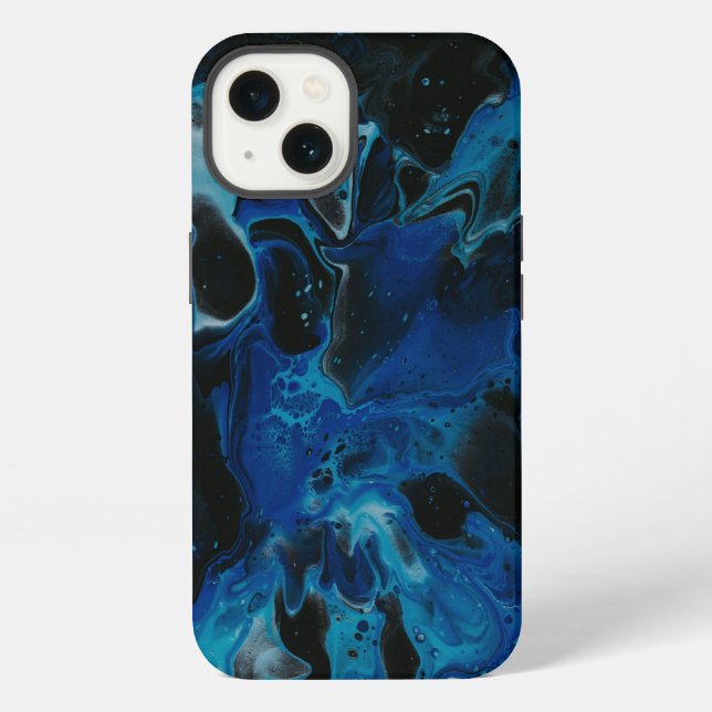 Dark blue psychedelic liquid iPhone case (Back)