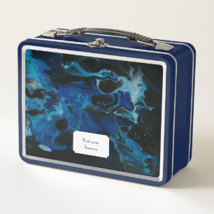 Dark blue psychedelic liquid metal lunch box