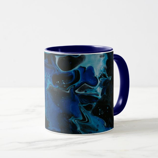 Dark blue psychedelic liquid mug (Front Right)