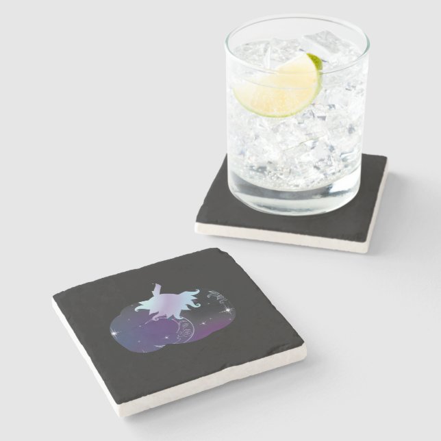 Dark Blue Pumpkin Stone Coaster (Side)