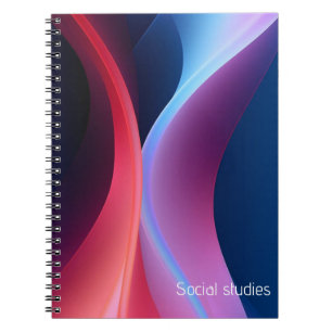 Dark blue purple abstract school subjects notebook