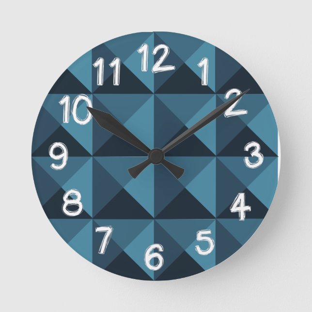 Dark Blue Pyramids  Round Clock (Front)