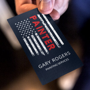 Dark Blue QR Code Painting Services Business Card