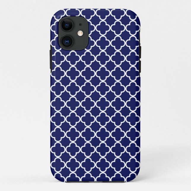 Dark Blue Quatrefoil Pattern Case-Mate iPhone Case (Back)