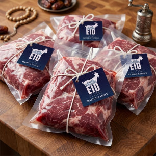 Dark Blue Qurbani Eid Al-Adha Greeting Favour Tags