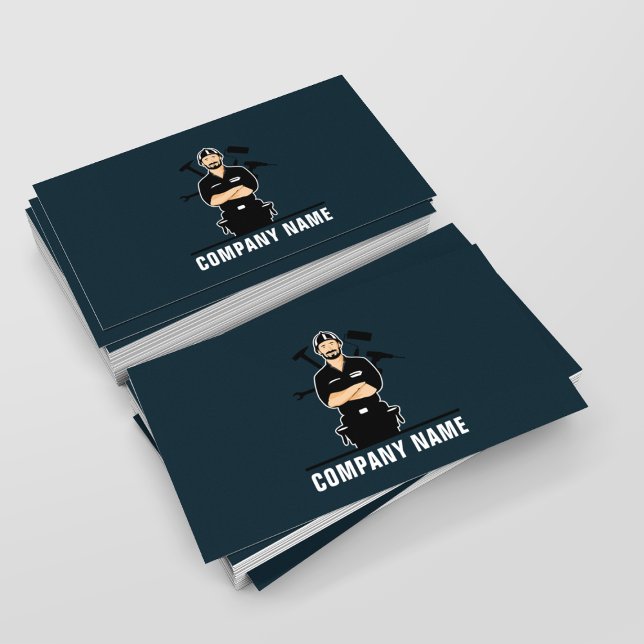 Dark Blue Repair & Maintenance Handyman  Business Card (Creator Uploaded)