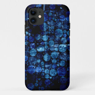 Dark Blue Retro Polka Dots Grunge Vintage 2 iPhone 11 Case