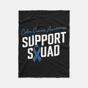 Dark Blue Ribbon Support Squad For Colon Cancer Fleece Blanket