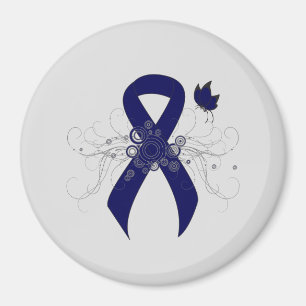 Dark Blue Ribbon with Butterfly Magnet