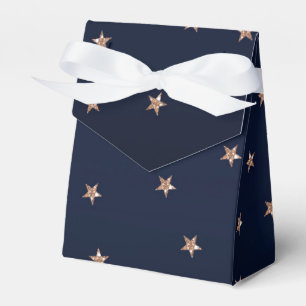 Dark Blue & Rose Gold Pink Glittery Stars Starry Favour Box