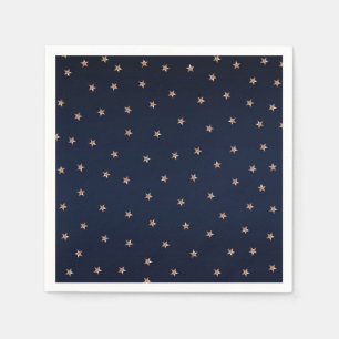 Dark Blue & Rose Gold Pink Glittery Stars Starry Napkin