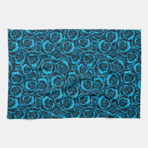 Dark blue roses tea towel