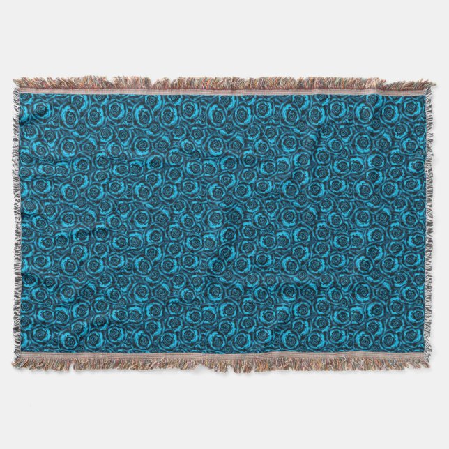 Dark blue roses throw blanket (Front)