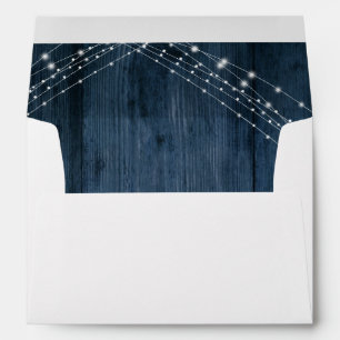 Dark Blue Rustic Wood with Lights Addressed Envelope