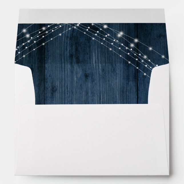 Dark Blue Rustic Wood with Lights Addressed Envelope (Back (Bottom))