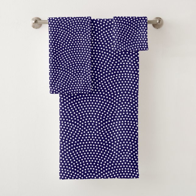 Dark Blue Same Komon (large scale) Bath Towel Set (Insitu)