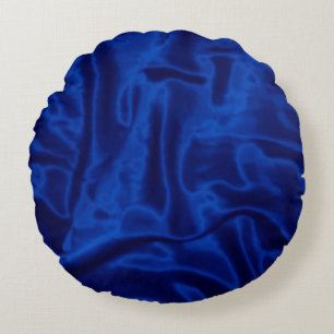 Dark Blue Satin-Round Throw Pillow