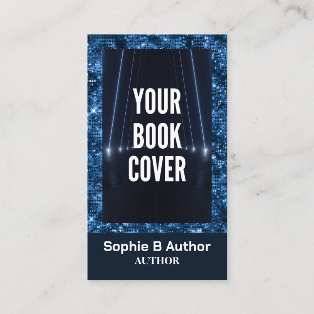 Dark Blue Sci Fi Promotional Author Book Cover Business Card (Front)