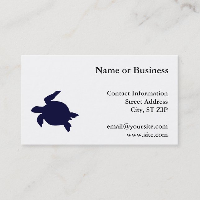 Dark Blue Sea Turtle Business Card (Front)