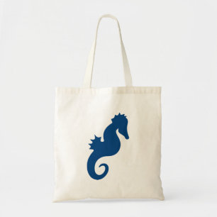 Dark Blue Seahorse Silhouette Tote Bag