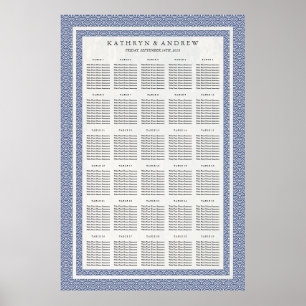 Dark Blue Seigaiha Wedding/Event Seating Chart