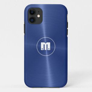 Dark Blue Shiny Stainless Steel Metal iPhone 11 Case