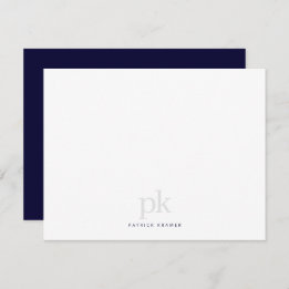 Dark Blue Simple Modern Monogram Professional Card