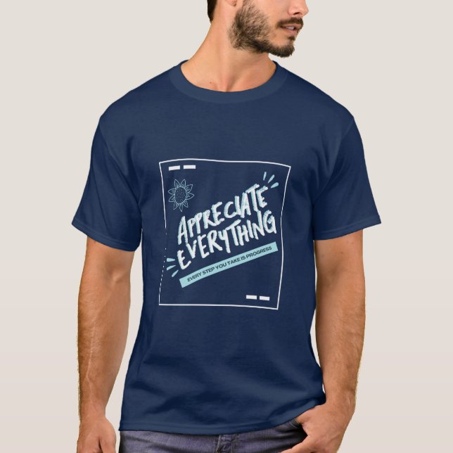 Dark Blue Simple Modern Typography T-Shirt (Front)