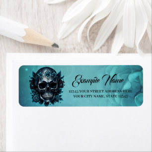 Dark blue skull with roses