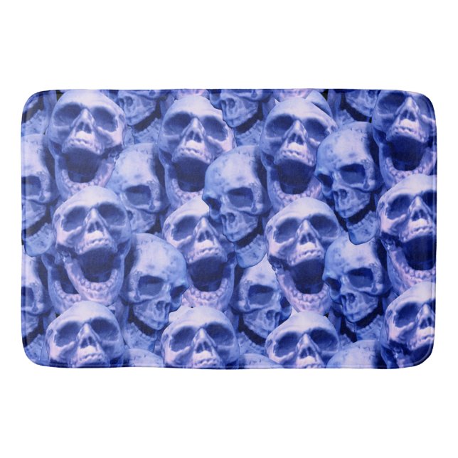 Dark Blue Skulls Bath Mat (Front)