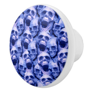 Dark Blue Skulls Ceramic Knob