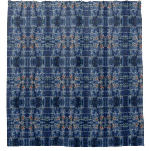 Dark Blue Sky Tie Dye Pattern Style Shower Curtain (Front)