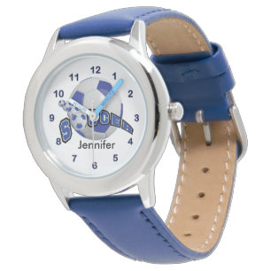Dark Blue Soccer Ball DIY Name Watch