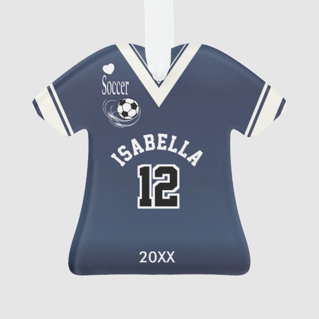 Dark Blue Soccer Shirt Ornament (Back)