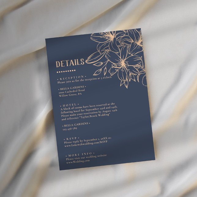 Dark Blue Soft Wedding Details Enclosure Card (Creator Uploaded)