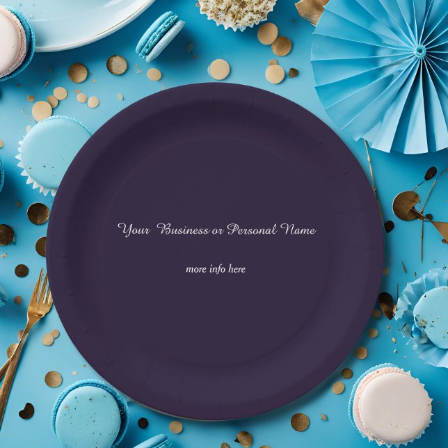 dark  blue solid colour -personalised  paper plate (Creator Uploaded)