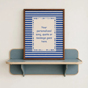 Dark Blue Song Lyric Poster - Custom Lyric Gift
