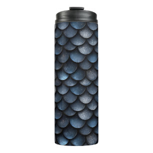 Dark Blue Sparkle Mermaid Scales Thermal Tumbler