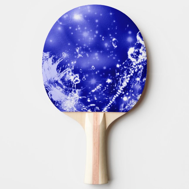 Dark Blue Splash Ping Pong Paddle (Front)