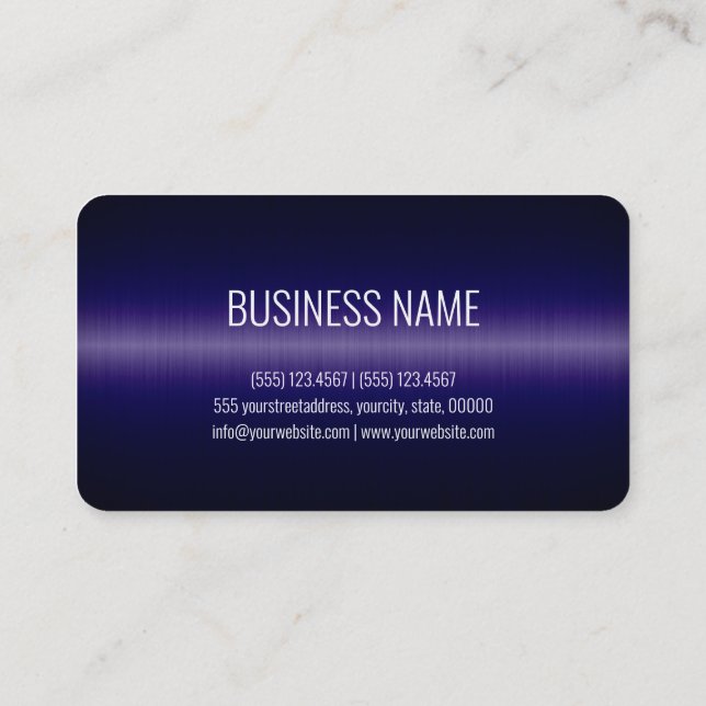 Dark Blue Stainless Steel Metal Look Business Card (Back)