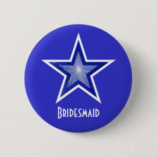 Dark Blue Star 'Bridesmaid' button blue