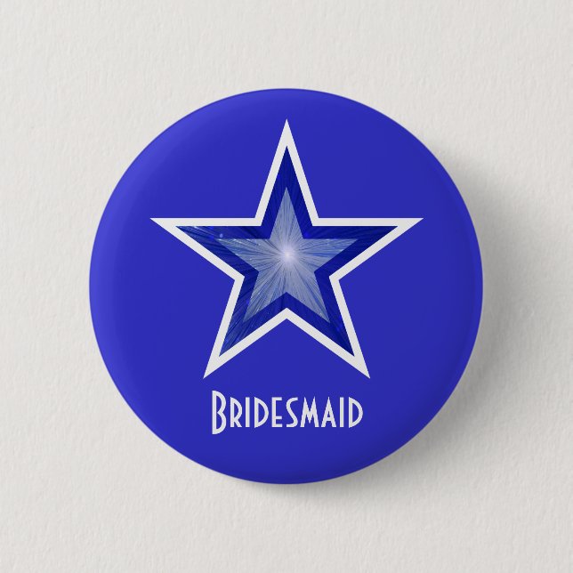 Dark Blue Star 'Bridesmaid' button blue (Front)