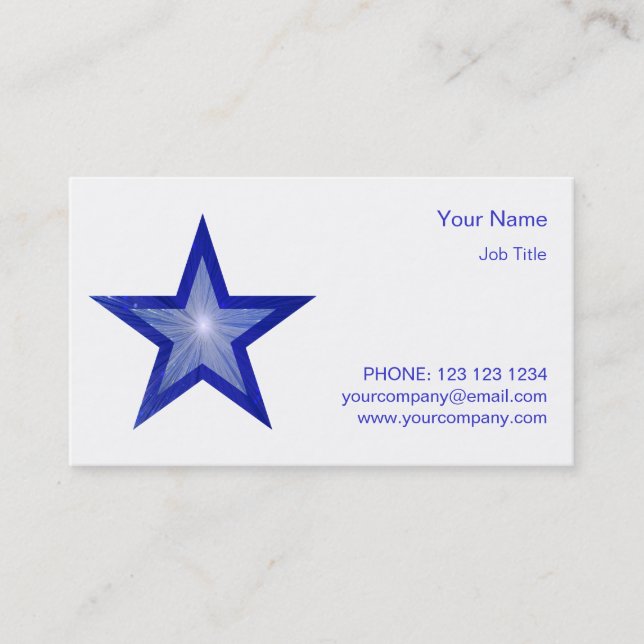 Dark Blue Star business card side star white (Front)