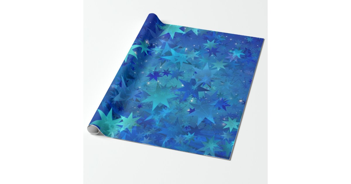Dark Blue Star Christmas Wrapping Paper Zazzle