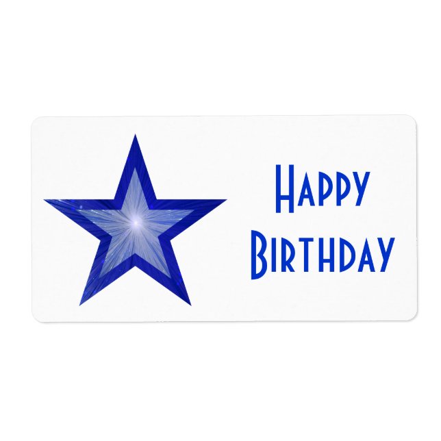 Dark Blue Star 'Happy Birthday' large white (Front)