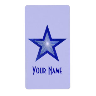 Dark Blue Star 'Name' label large pale blue