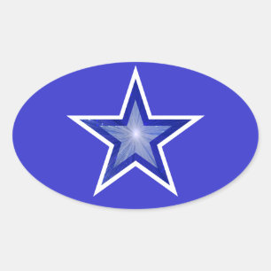 Dark Blue Star oval  sticker blue